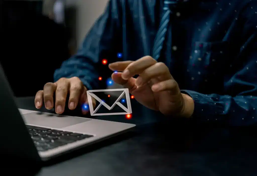 Graphic image of a person using a computer