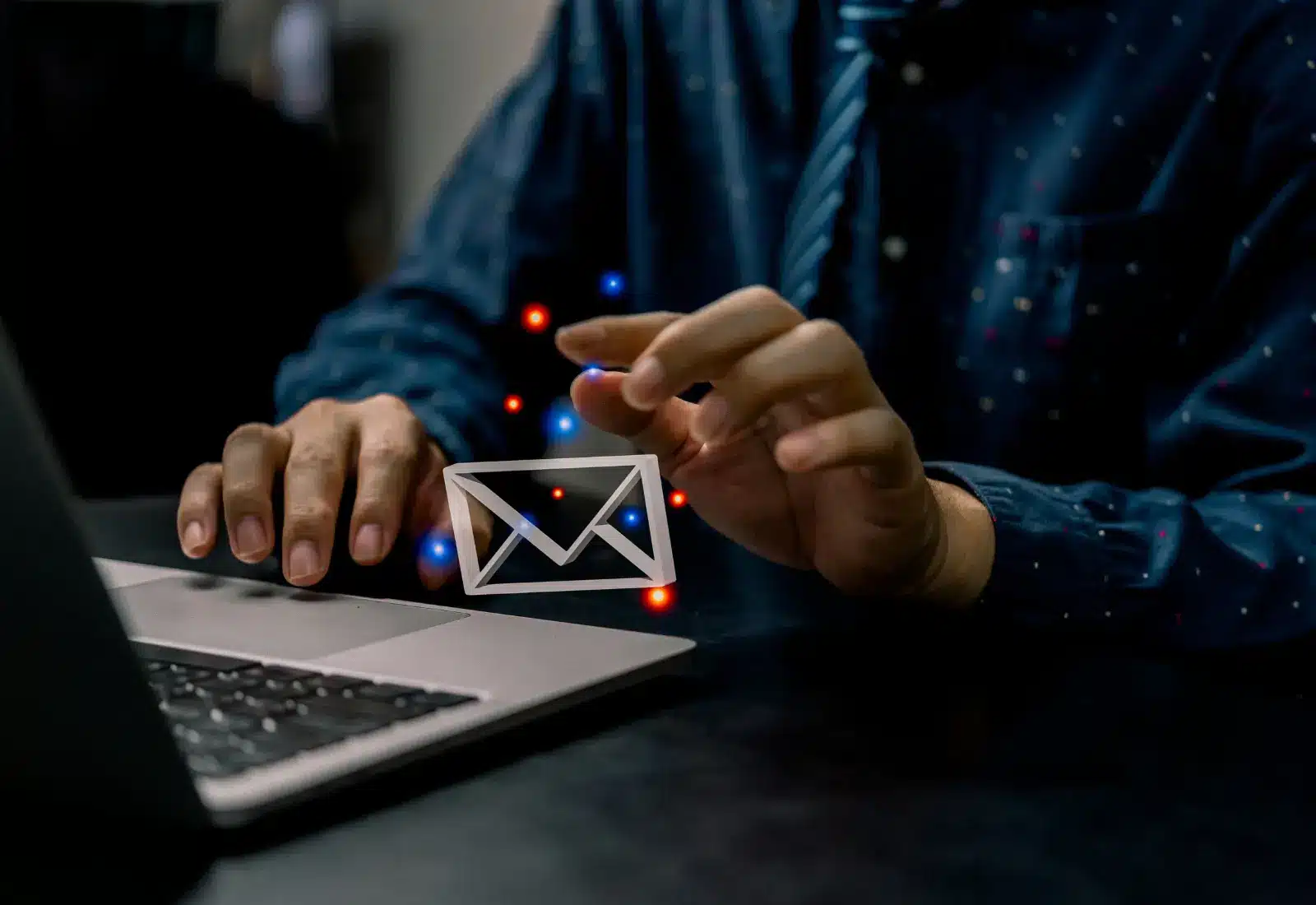 Graphic image of a person using a computer
