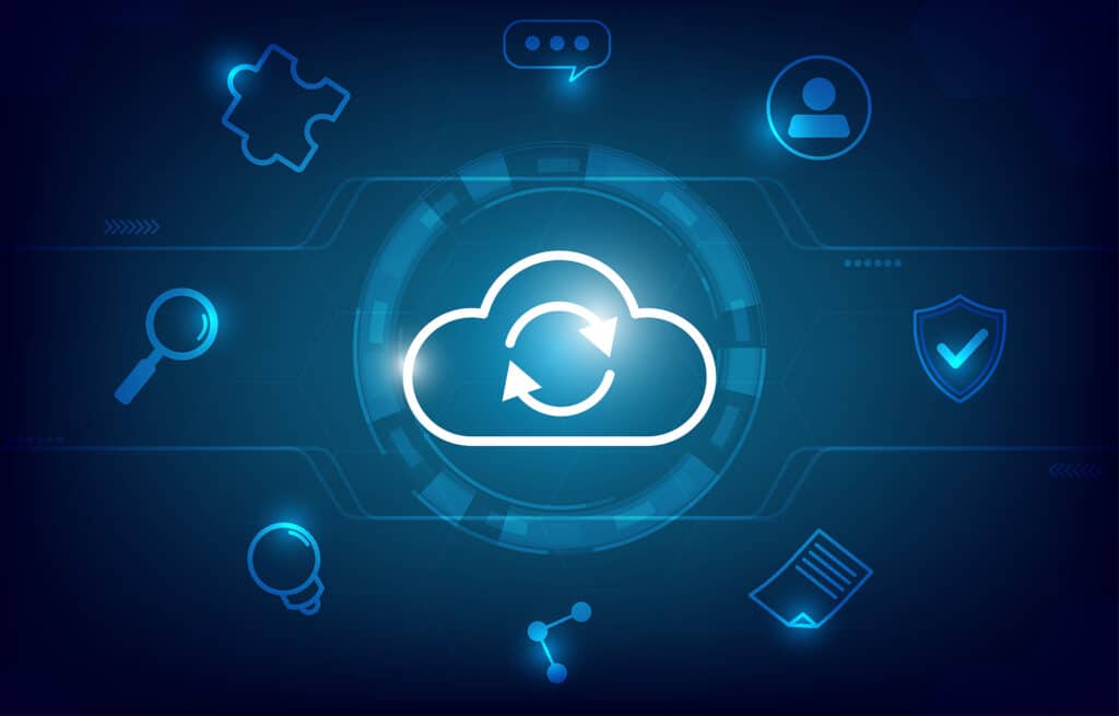 Graphic image of a cloud illustrating cloud technology