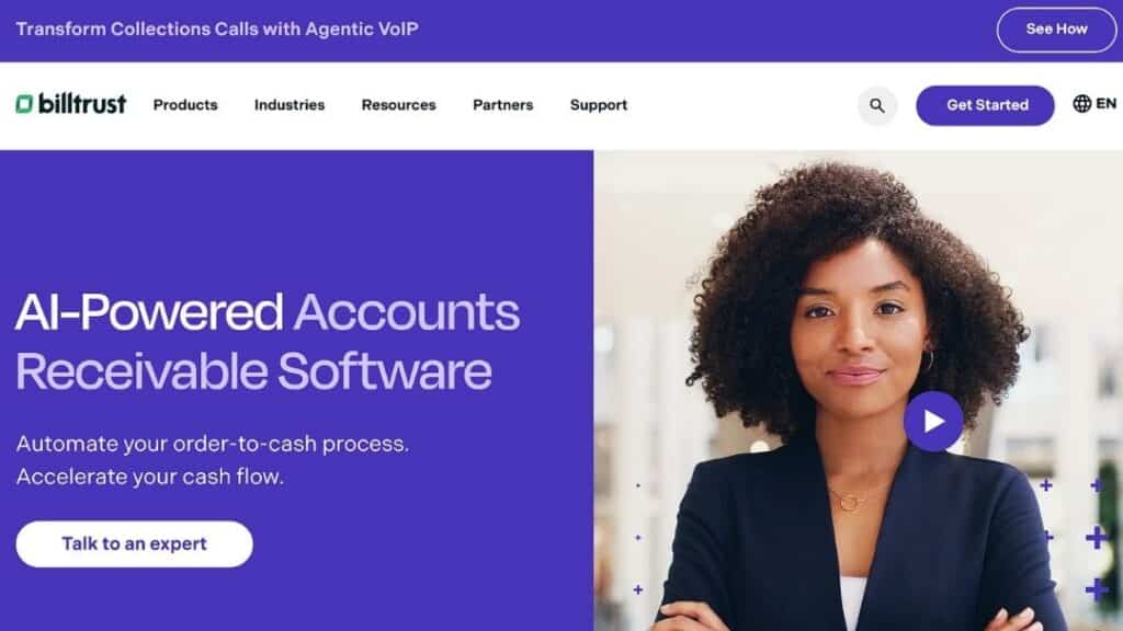 Business woman using Billtrust AI-powered accounts receivable software to automate order-to-cash and accelerate cash flow