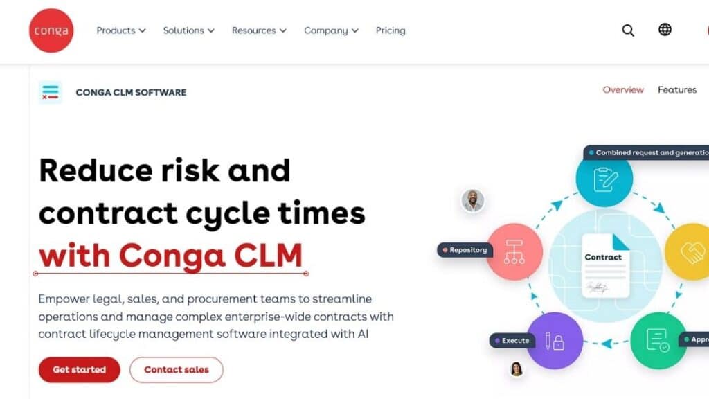 Conga CLM software reducing contract cycle times with AI-integrated contract lifecycle management for legal and procurement teams