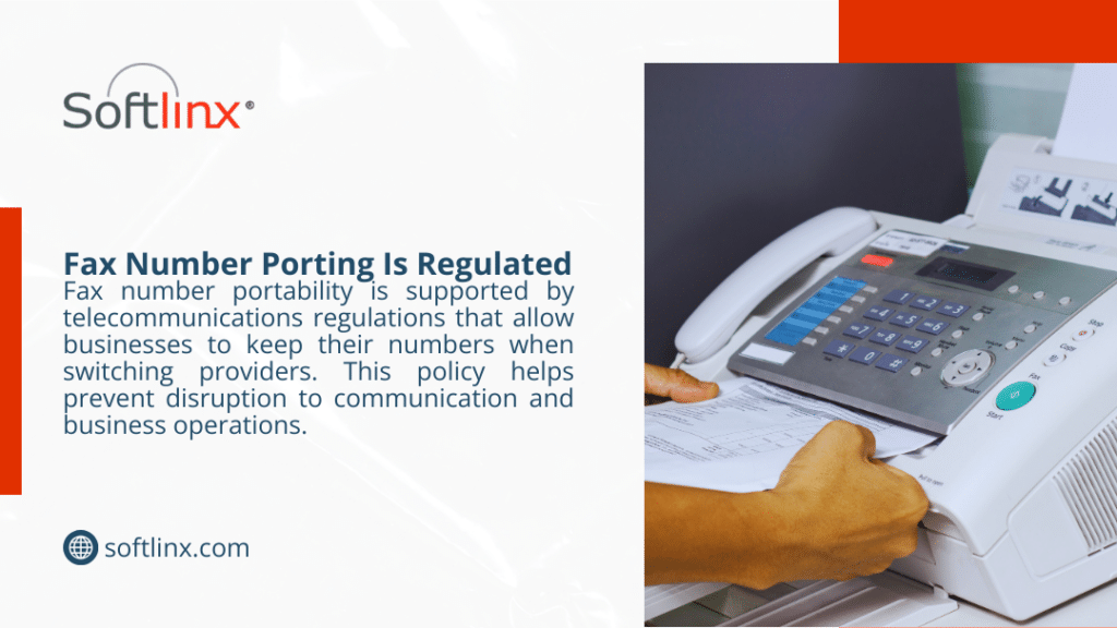 Person feeding a document into a fax machine, illustrating how fax number porting is regulated to protect businesses switching providers.